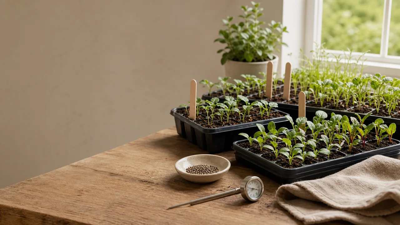 Seedlings and seed-starting materials in natural light
