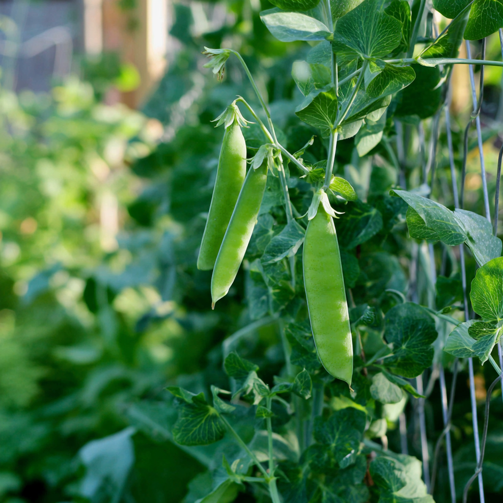 Sugar Ann Pea plant growing in a garden