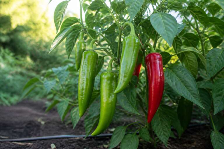 Anaheim Pepper plant growing in a garden
