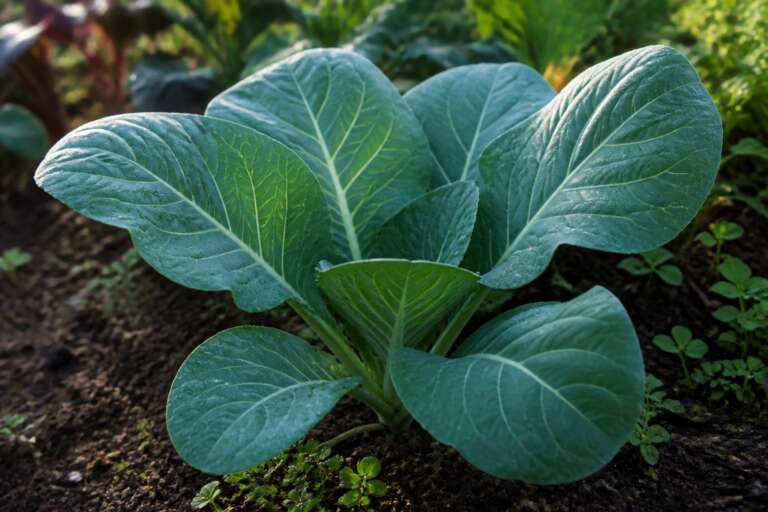 Champion Collard Greens plant growing in a garden