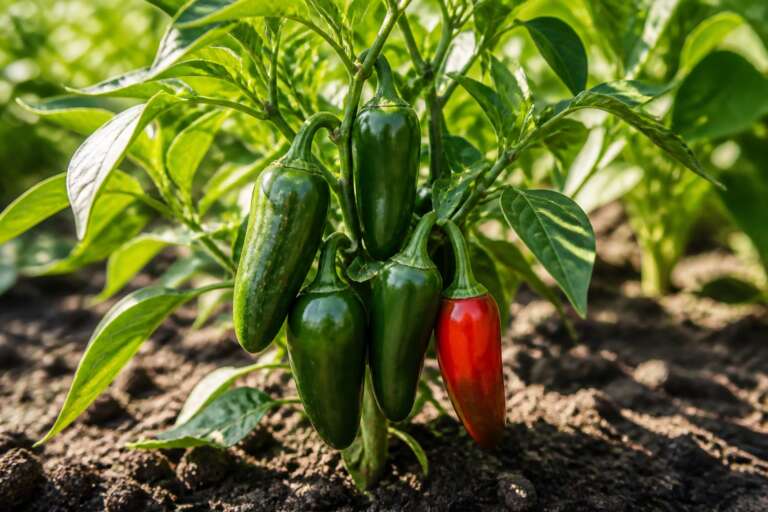 Jalapeño M Pepper plant growing in a garden