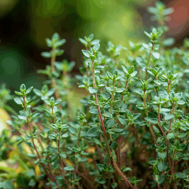 Common Thyme herb growing in a garden